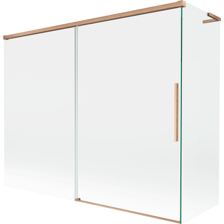 Mexen Rox L Bath Screen 2-Panel Sliding 190 + 90 x 150 cm, Transparent, Brushed Copper - 8C9L-190-090-65-00