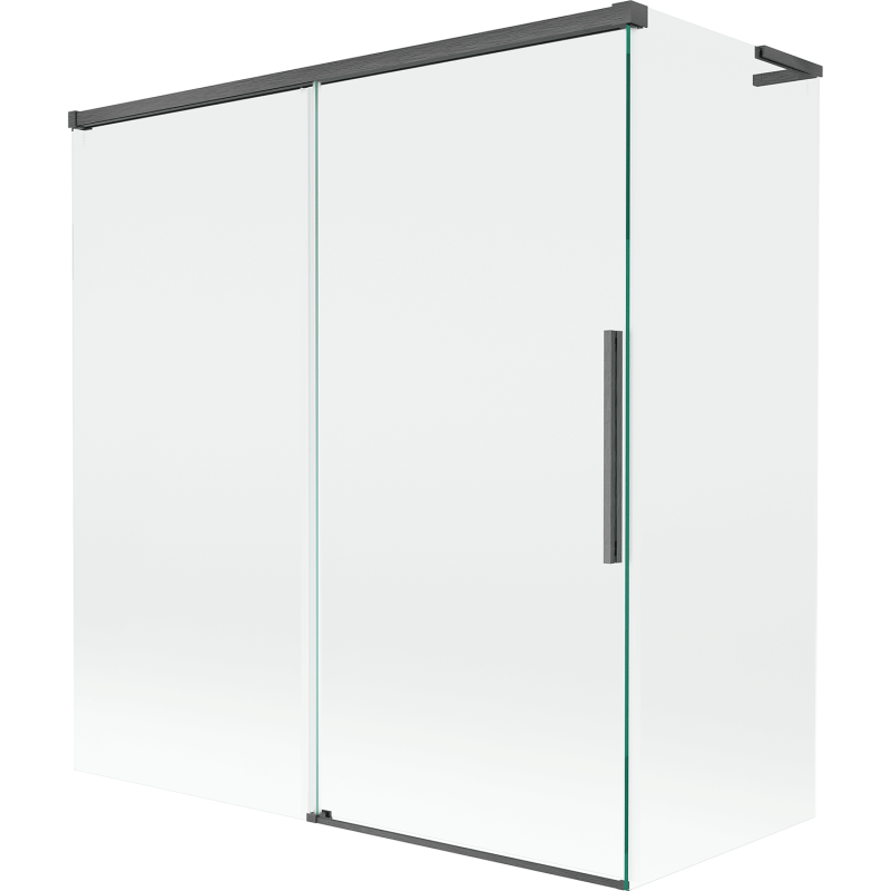 Mexen Rox L Bath Screen 2-Panel Sliding 150 + 70 x 150 cm, Transparent, Gun Gray Brushed - 8C9L-150-070-66-00