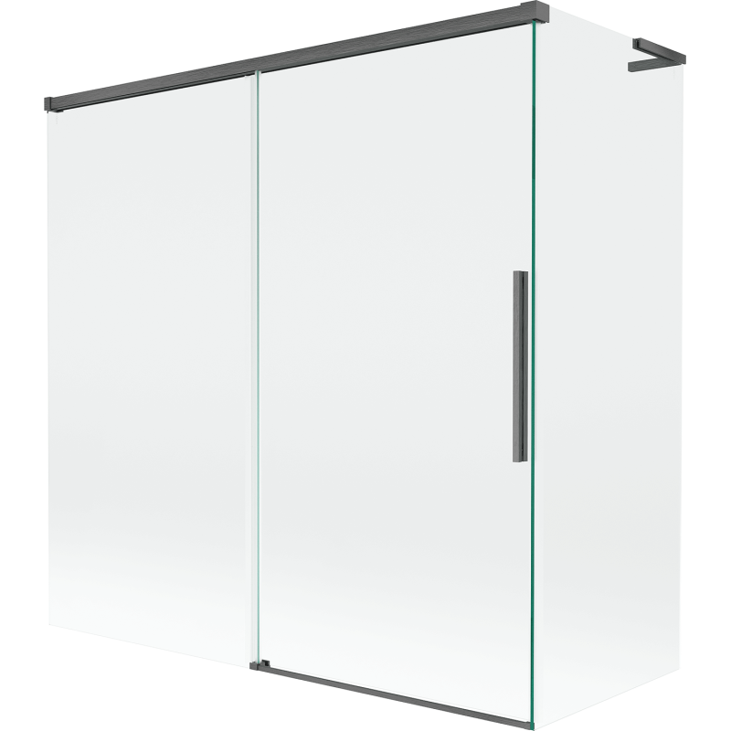 Mexen Rox L Bath Screen 2-Wing Sliding 160 + 70 x 150 cm, Transparent, Brushed Gun Gray - 8C9L-160-070-66-00