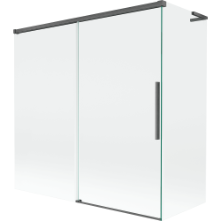 Mexen Rox L 2-wing Sliding Bath Screen 160 + 75 x 150 cm, Transparent, Brushed Gun Gray - 8C9L-160-075-66-00