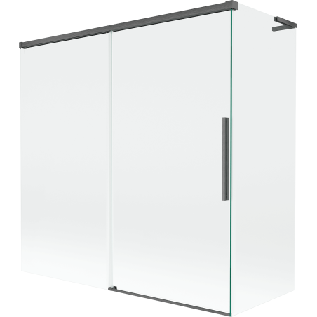 Mexen Rox L 2-Panel Sliding Bathtub Screen 160 + 75 x 150 cm, Transparent, Brushed Gun Gray - 8C9L-160-075-66-00