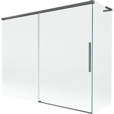 Mexen Rox L Bathtub Screen 2-Wing Sliding 190 + 80 x 150 cm, Transparent, Brushed Gun Gray - 8C9L-190-080-66-00