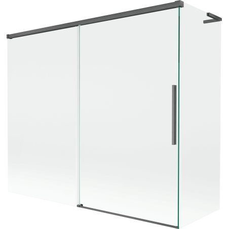 Mexen Rox L 2-wing sliding bath screen 180 + 90 x 150 cm, transparent, brushed gun gray - 8C9L-180-090-66-00