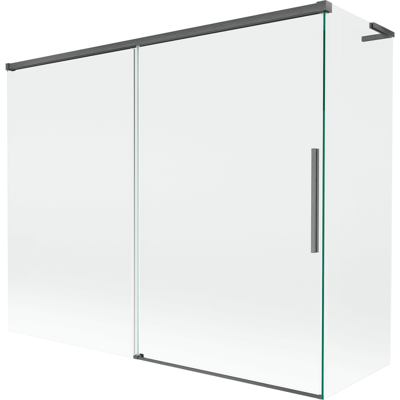 Mexen Rox L 2-Panel Sliding Bath Screen 190 + 90 x 150 cm, Transparent, Brushed Gun Gray - 8C9L-190-090-66-00