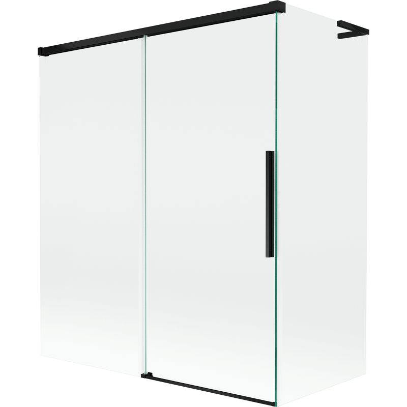 Mexen Rox L Bathtub Screen 2-Panel Sliding 140 + 70 x 150 cm, Transparent, Black - 8C9L-140-070-70-00