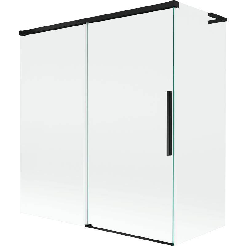 Mexen Rox L 2-wing sliding bath screen 150 + 70 x 150 cm, transparent, black - 8C9L-150-070-70-00