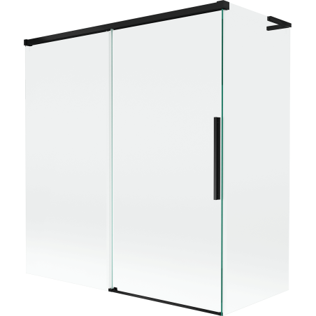 Mexen Rox L 2-panel bath screen, sliding 150 + 70 x 150 cm, transparent, black - 8C9L-150-070-70-00