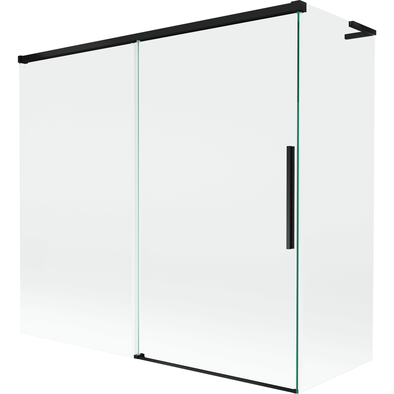 Mexen Rox L 2-part sliding bath screen 170 + 75 x 150 cm, transparent, black - 8C9L-170-075-70-00