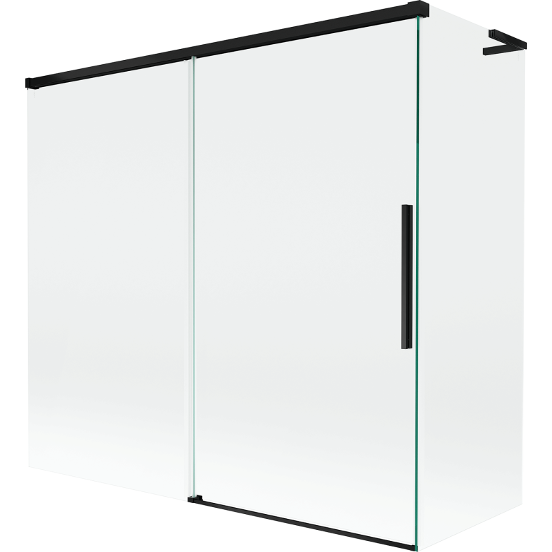 Mexen Rox L Two-Winged Sliding Bath Screen 170 + 80 x 150 cm, Transparent, Black - 8C9L-170-080-70-00