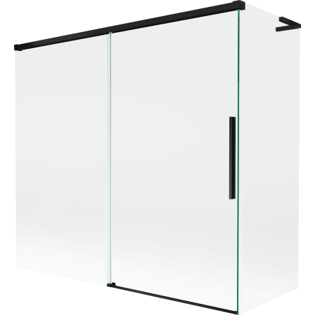 Mexen Rox L Two-Winged Sliding Bath Screen 170 + 80 x 150 cm, Transparent, Black - 8C9L-170-080-70-00