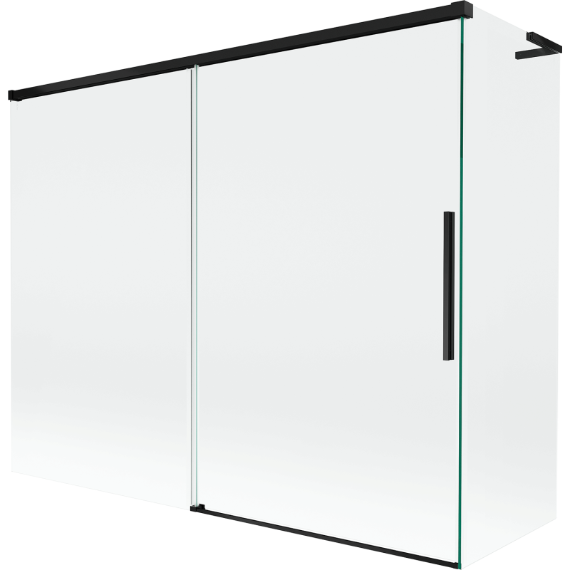 Mexen Rox L 2-Panel Sliding Bathtub Screen 190 + 80 x 150 cm, Transparent, Black - 8C9L-190-080-70-00