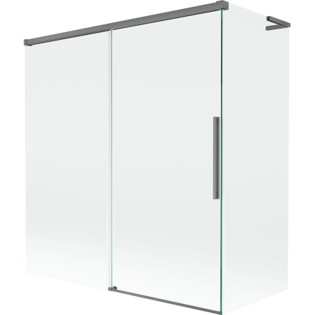 Mexen Rox L retractable 2-panel bathtub screen 150 + 70 x 150 cm, transparent, gun metal - 8C9L-150-070-95-00