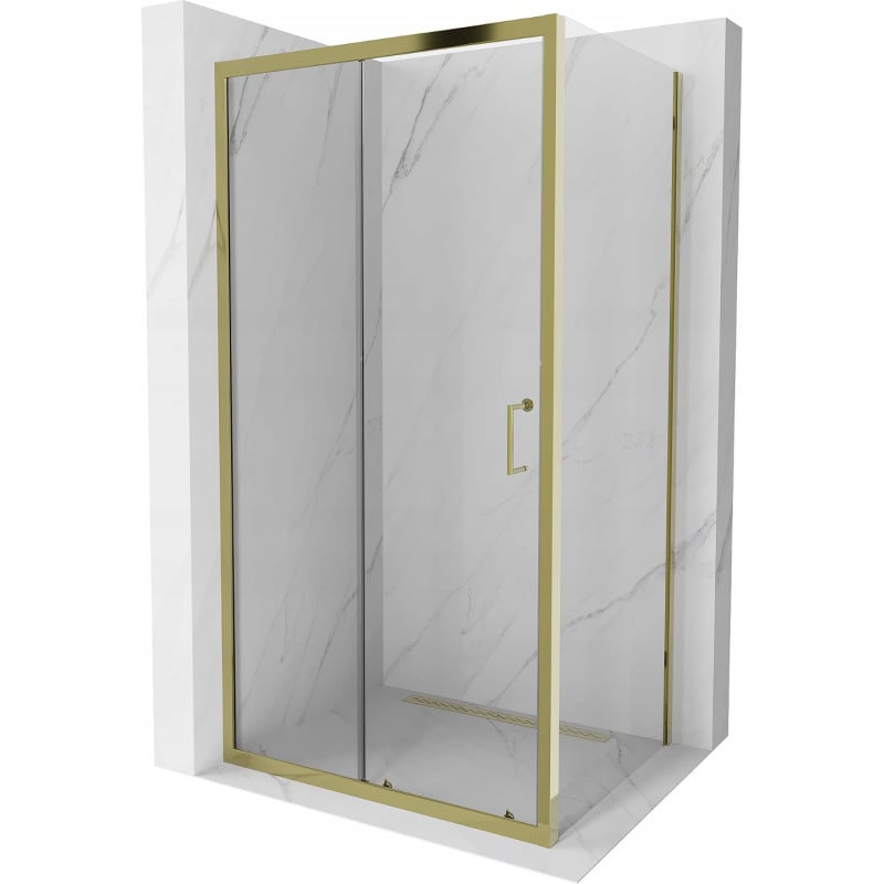Mexen Apia extendable shower cubicle 120 x 70 cm, Transparent, Gold - 840-120-070-50-00