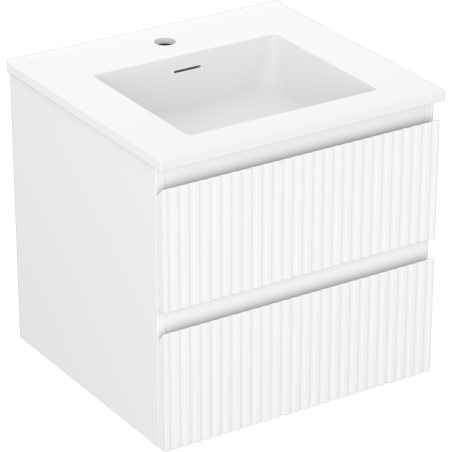 Mexen Rivel bathroom cabinet 50 cm with Otis washbasin, 2 drawers, grooved, white mat - 91A20-05047-2-BFF01-W18M01