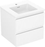 Mexen Rivel bathroom cabinet 50 cm with Otis washbasin, 2 drawers, ribbed, white matte - 91A20-05047-2-BFF01-W18M01