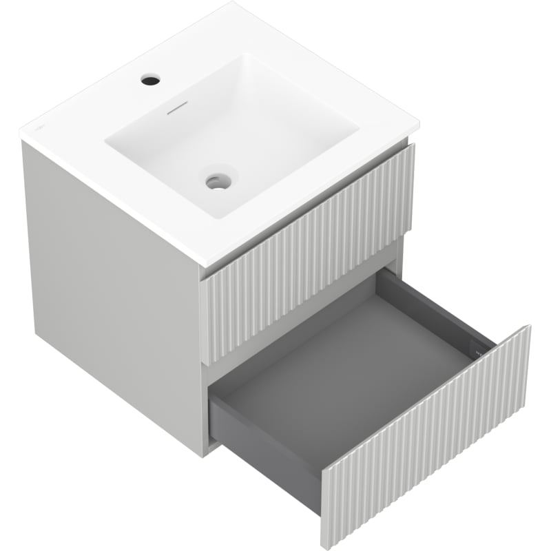 Mexen Rivel 50 cm Bathroom Cabinet with Sink Otis, 2 Drawers, Ribbed, Gray Matte/White Matte - 91A20-05047-2-BFF62-W18M01