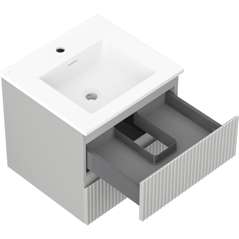 Mexen Rivel 50 cm Bathroom Cabinet with Sink Otis, 2 Drawers, Ribbed, Gray Matte/White Matte - 91A20-05047-2-BFF62-W18M01