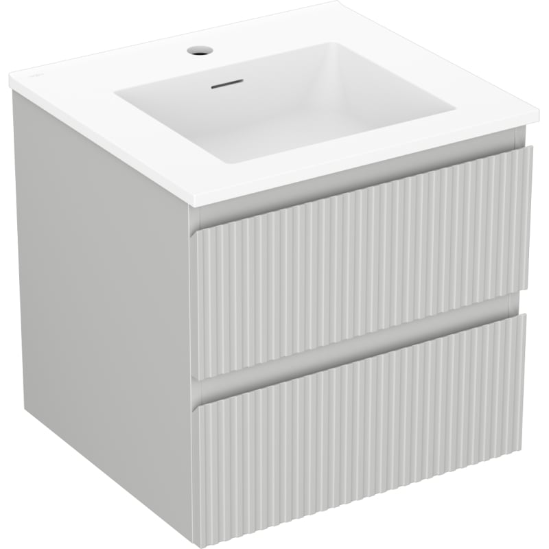 Mexen Rivel 50 cm Bathroom Cabinet with Sink Otis, 2 Drawers, Ribbed, Gray Matte/White Matte - 91A20-05047-2-BFF62-W18M01