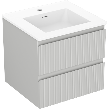 Mexen Rivel 50 cm Bathroom Cabinet with Sink Otis, 2 Drawers, Ribbed, Gray Matte/White Matte - 91A20-05047-2-BFF62-W18M01
