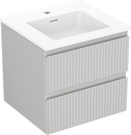 Mexen Rivel bathroom cabinet 50 cm with Otis sink, 2 drawers, fluted, grey matte/white matte - 91A20-05047-2-BFF62-W18M01
