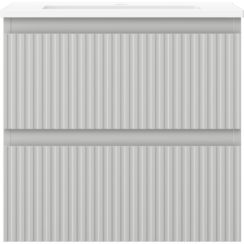 Mexen Rivel 50 cm Bathroom Cabinet with Sink Otis, 2 Drawers, Ribbed, Gray Matte/White Matte - 91A20-05047-2-BFF62-W18M01