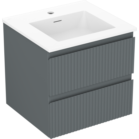 Mexen Rivel bathroom cabinet 50 cm with Otis sink, 2 drawers, fluted, graphite matte/white matte - 91A20-05047-2-BFF66-W18M01