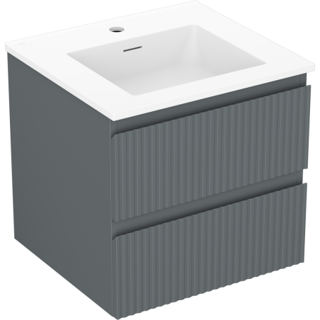 Mexen Rivel bathroom cabinet 50 cm with sink Otis, 2 drawers, grooved, graphite matte/white matte - 91A20-05047-2-BFF66-W18M01