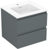 Mexen Rivel bathroom cabinet 50 cm with sink Otis, 2 drawers, grooved, graphite matte/white matte - 91A20-05047-2-BFF66-W18M01