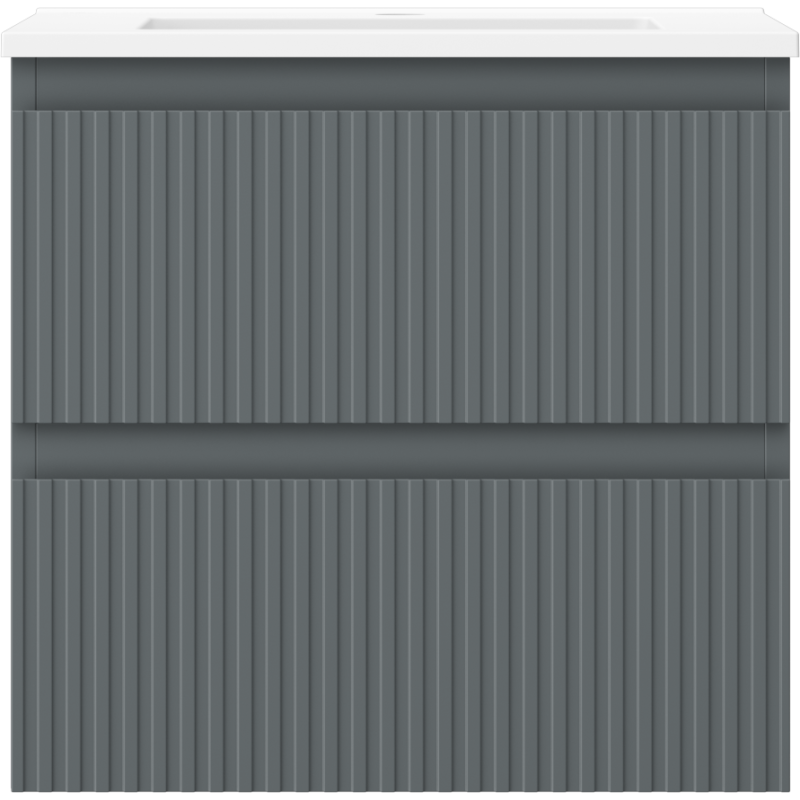 Mexen Rivel bathroom cabinet 50 cm with Otis sink, 2 drawers, fluted, graphite matte/white matte - 91A20-05047-2-BFF66-W18M01