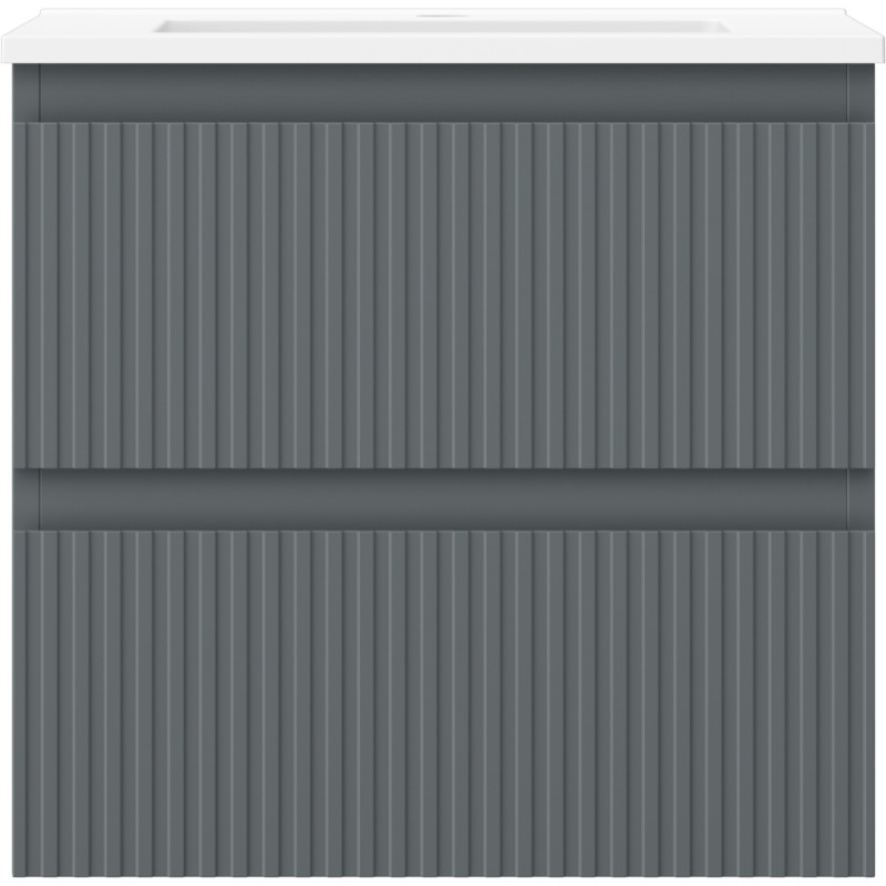 Mexen Rivel bathroom cabinet 50 cm with sink Otis, 2 drawers, grooved, graphite matte/white matte - 91A20-05047-2-BFF66-W18M01