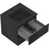 Mexen Rivel bathroom cabinet 50 cm with Otis sink, 2 drawers, grooved, black matte - 91A20-05047-2-BFF71-W18M71