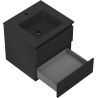 Mexen Rivel bathroom cabinet 50 cm with Otis sink, 2 drawers, grooved, black matte - 91A20-05047-2-BFF71-W18M71