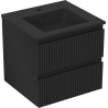 Mexen Rivel 50 cm Bathroom Cabinet with Otis Sink, 2 Drawers, Fluted, Matte Black - 91A20-05047-2-BFF71-W18M71