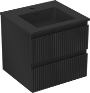 Mexen Rivel bathroom cabinet 50 cm with Otis sink, 2 drawers, grooved, black matte - 91A20-05047-2-BFF71-W18M71