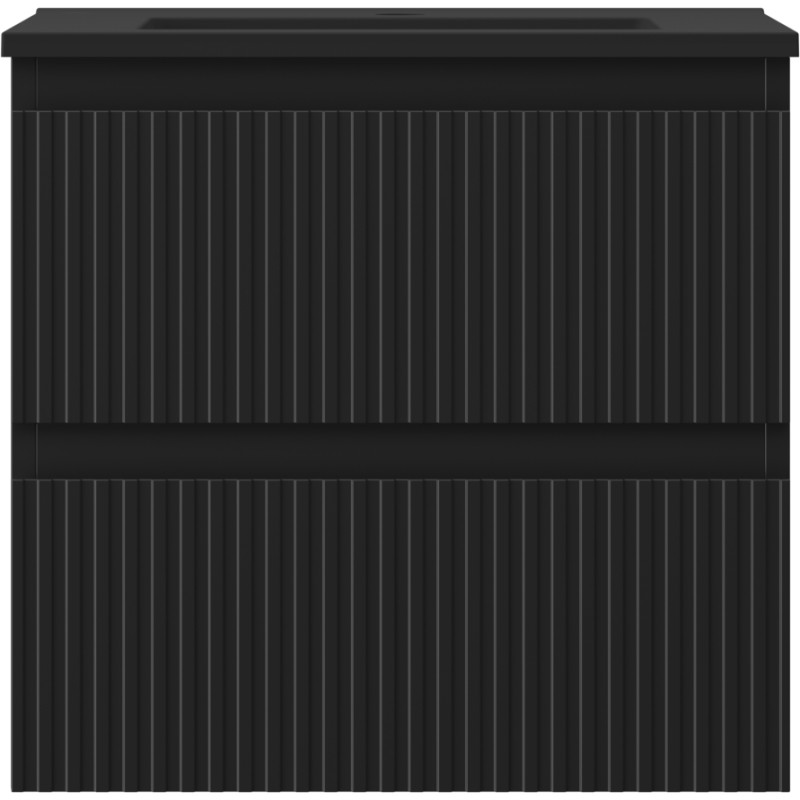 Mexen Rivel 50 cm Bathroom Cabinet with Otis Sink, 2 Drawers, Fluted, Matte Black - 91A20-05047-2-BFF71-W18M71