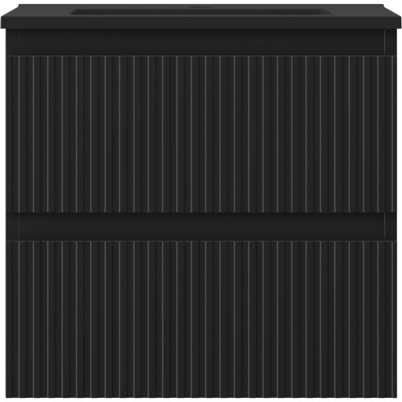 Mexen Rivel bathroom cabinet 50 cm with Otis basin, 2 drawers, ribbed, black matt - 91A20-05047-2-BFF71-W18M71