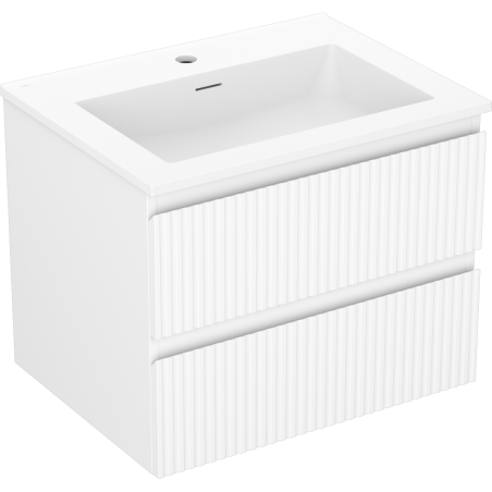 Mexen Rivel bathroom cabinet 60 cm with Otis sink, 2 drawers, fluted, white matte - 91A20-06047-2-BFF01-W18M01