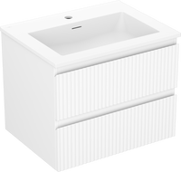 Mexen Rivel bathroom cabinet 60 cm with Otis sink, 2 drawers, fluted, white matte - 91A20-06047-2-BFF01-W18M01