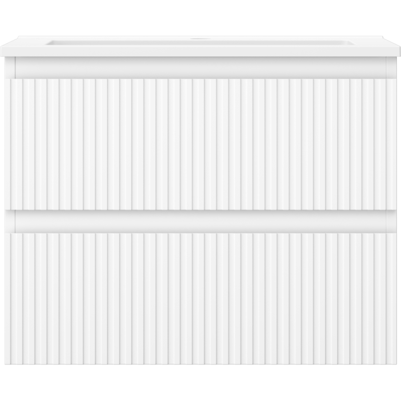 Mexen Rivel bathroom cabinet 60 cm with Otis sink, 2 drawers, fluted, white matt - 91A20-06047-2-BFF01-W18M01