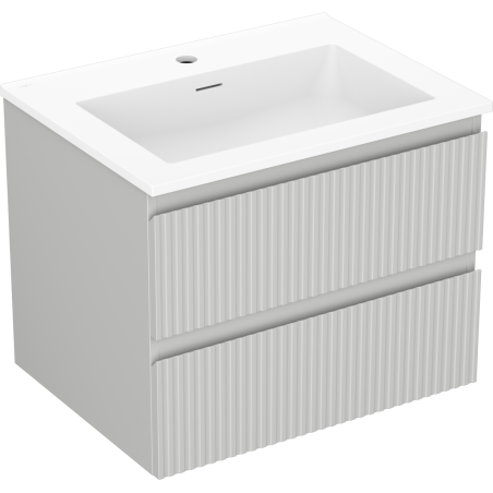 Mexen Rivel 60 cm Bathroom Cabinet with Otis Sink, 2 Drawers, Grooved, Gray Matte/White Matte - 91A20-06047-2-BFF62-W18M01