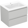 Mexen Rivel 60 cm Bathroom Cabinet with Otis Sink, 2 Drawers, Grooved, Gray Matte/White Matte - 91A20-06047-2-BFF62-W18M01