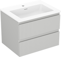 Mexen Rivel bathroom cabinet 60 cm with Otis washbasin, 2 drawers, grooved, gray matte/white matte - 91A20-06047-2-BFF62-W18M01