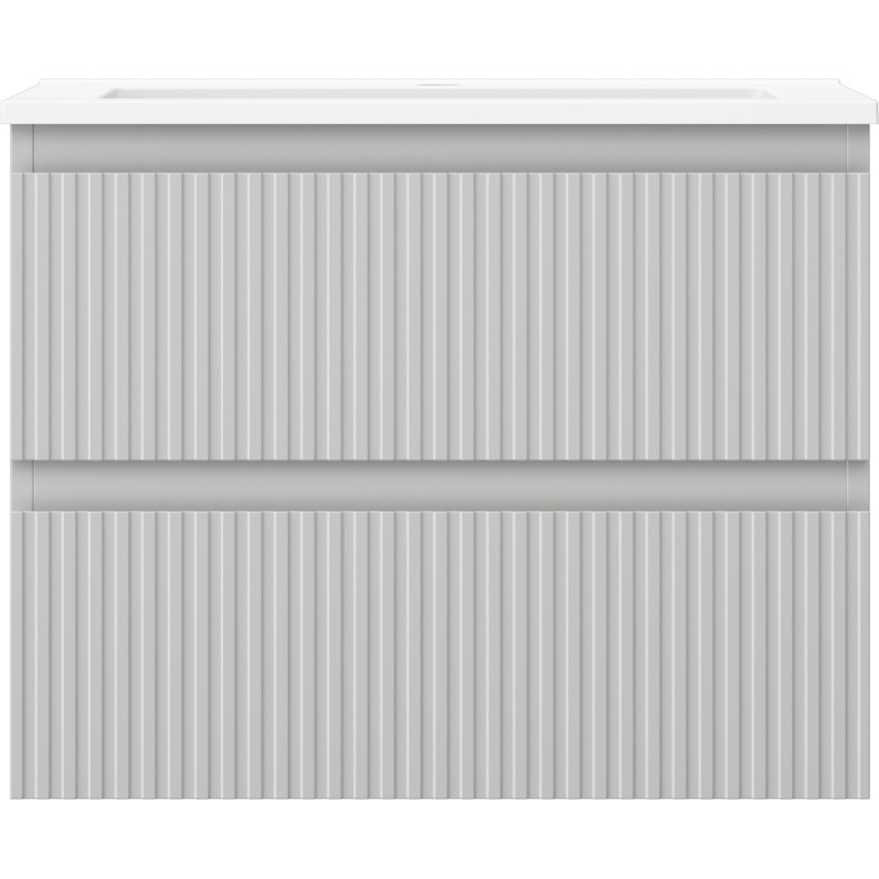 Mexen Rivel 60 cm Bathroom Cabinet with Otis Sink, 2 Drawers, Grooved, Gray Matte/White Matte - 91A20-06047-2-BFF62-W18M01