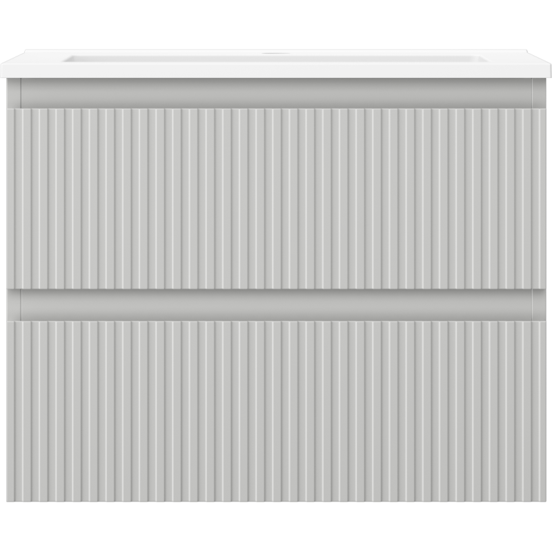 Mexen Rivel bathroom cabinet 60 cm with Otis washbasin, 2 drawers, grooved, gray matte/white matte - 91A20-06047-2-BFF62-W18M01