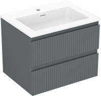 Mexen Rivel bathroom cabinet 60 cm with sink Otis, 2 drawers, fluted, graphite matte/white matte - 91A20-06047-2-BFF66-W18M0