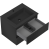 Mexen Rivel bathroom cabinet 60 cm with Otis sink, 2 drawers, fluted, black matte - 91A20-06047-2-BFF71-W18M71