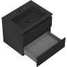 Mexen Rivel bathroom cabinet 60 cm with Otis sink, 2 drawers, fluted, black matte - 91A20-06047-2-BFF71-W18M71