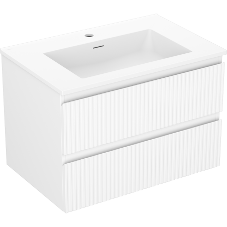 Mexen Rivel bathroom cabinet 70 cm with Otis sink, 2 drawers, ribbed, white matte - 91A20-07047-2-BFF01-W18M01
