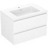 Mexen Rivel bathroom cabinet 70 cm with Otis sink, 2 drawers, ribbed, white matte - 91A20-07047-2-BFF01-W18M01