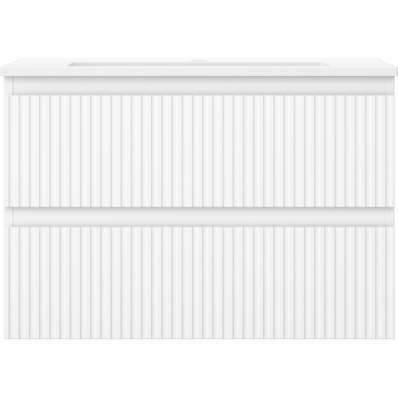 Mexen Rivel 70 cm bathroom cabinet with sink Otis, 2 drawers, fluted, white matte - 91A20-07047-2-BFF01-W18M01